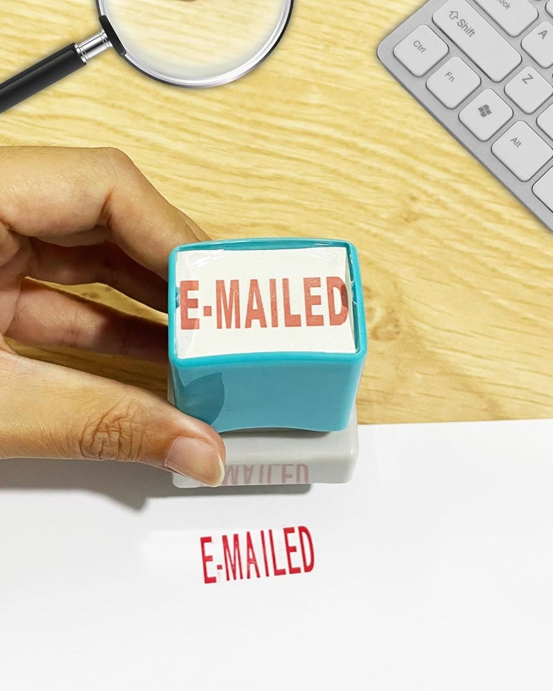 WAFJAMF E-mailed Stamps –Self Inking Rubber Stamp Office Stamper Red Ink-Medium - Image 5